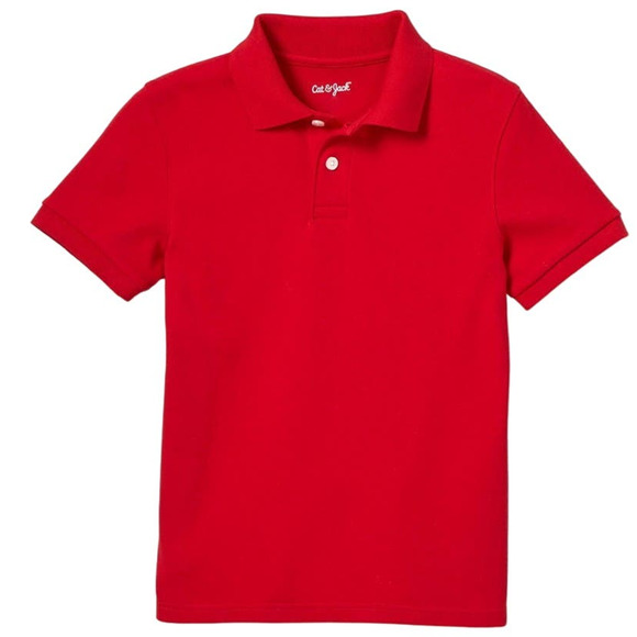 Boys Short Sleeve Interlock Polo Shirt - Cat & Jack, Red, Small (6/7) - Picture 1 of 5